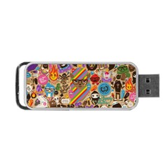 Multicolored Doodle Art Wallpaper Portable Usb Flash (one Side)