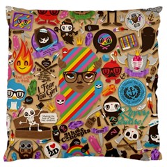 Multicolored Doodle Art Wallpaper Standard Premium Plush Fleece Cushion Case (two Sides)