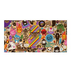 Multicolored Doodle Art Wallpaper Satin Wrap 35  X 70 