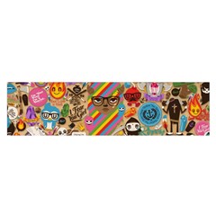 Multicolored Doodle Art Wallpaper Oblong Satin Scarf (16  X 60 )