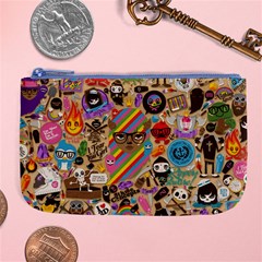 Multicolored Doodle Art Wallpaper Large Coin Purse