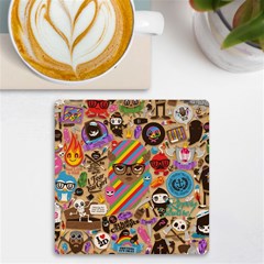 Multicolored Doodle Art Wallpaper Uv Print Square Tile Coaster  by Jancukart