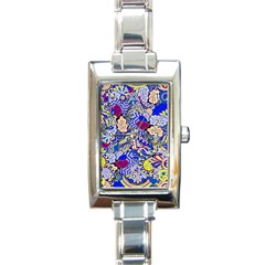 Blue Yellow Background Pattern Vector Texture Paisley Rectangle Italian Charm Watch