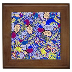 Blue Yellow Background Pattern Vector Texture Paisley Framed Tile