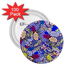 Blue Yellow Background Pattern Vector Texture Paisley 2 25  Buttons (100 Pack) 