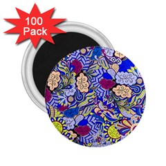 Blue Yellow Background Pattern Vector Texture Paisley 2 25  Magnets (100 Pack)  by Jancukart