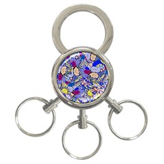 Blue Yellow Background Pattern Vector Texture Paisley 3-ring Key Chain