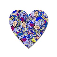 Blue Yellow Background Pattern Vector Texture Paisley Heart Magnet by Jancukart