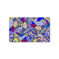 Blue Yellow Background Pattern Vector Texture Paisley Magnet (name Card)