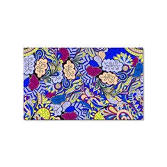 Blue Yellow Background Pattern Vector Texture Paisley Sticker Rectangular (100 Pack) by Jancukart