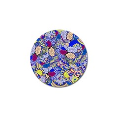 Blue Yellow Background Pattern Vector Texture Paisley Golf Ball Marker (10 Pack) by Jancukart