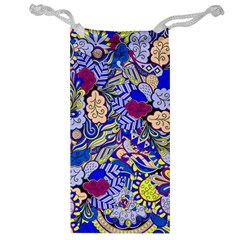 Blue Yellow Background Pattern Vector Texture Paisley Jewelry Bag