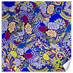 Blue Yellow Background Pattern Vector Texture Paisley Canvas 12  X 12 