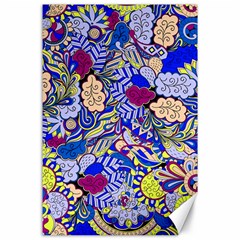 Blue Yellow Background Pattern Vector Texture Paisley Canvas 24  X 36 