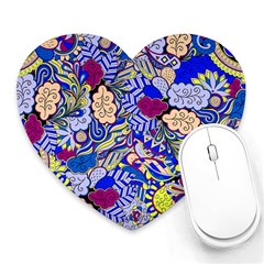 Blue Yellow Background Pattern Vector Texture Paisley Heart Mousepad