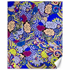 Blue Yellow Background Pattern Vector Texture Paisley Canvas 11  X 14 