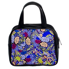 Blue Yellow Background Pattern Vector Texture Paisley Classic Handbag (two Sides)