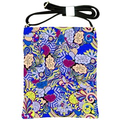 Blue Yellow Background Pattern Vector Texture Paisley Shoulder Sling Bag