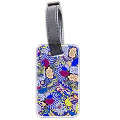 Blue Yellow Background Pattern Vector Texture Paisley Luggage Tag (two Sides)