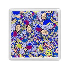 Blue Yellow Background Pattern Vector Texture Paisley Memory Card Reader (square)