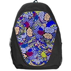 Blue Yellow Background Pattern Vector Texture Paisley Backpack Bag