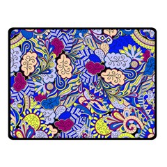 Blue Yellow Background Pattern Vector Texture Paisley Fleece Blanket (small) by Jancukart