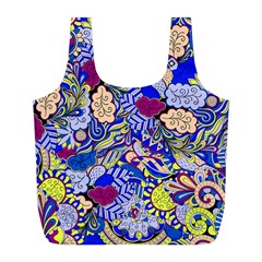 Blue Yellow Background Pattern Vector Texture Paisley Full Print Recycle Bag (l)