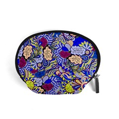 Blue Yellow Background Pattern Vector Texture Paisley Accessory Pouch (small)