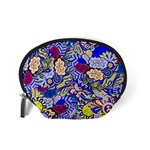 Blue Yellow Background Pattern Vector Texture Paisley Accessory Pouch (Small) Back