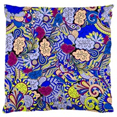 Blue Yellow Background Pattern Vector Texture Paisley Standard Premium Plush Fleece Cushion Case (one Side)