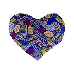 Blue Yellow Background Pattern Vector Texture Paisley Standard 16  Premium Flano Heart Shape Cushions Front