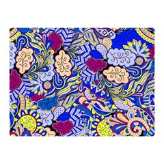 Blue Yellow Background Pattern Vector Texture Paisley Premium Plush Fleece Blanket (mini)