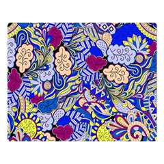 Blue Yellow Background Pattern Vector Texture Paisley Premium Plush Fleece Blanket (large)