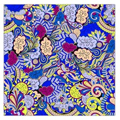 Blue Yellow Background Pattern Vector Texture Paisley Square Satin Scarf (36  X 36 )