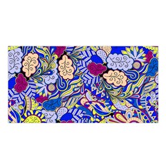 Blue Yellow Background Pattern Vector Texture Paisley Satin Shawl 45  X 80 