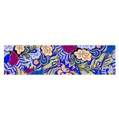 Blue Yellow Background Pattern Vector Texture Paisley Oblong Satin Scarf (16  X 60 ) by Jancukart