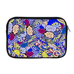 Blue Yellow Background Pattern Vector Texture Paisley Apple Macbook Pro 17  Zipper Case