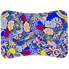 Blue Yellow Background Pattern Vector Texture Paisley Velour Seat Head Rest Cushion by Jancukart