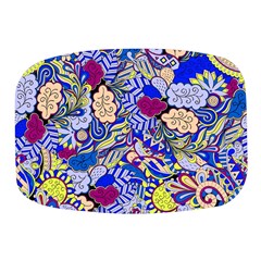 Blue Yellow Background Pattern Vector Texture Paisley Mini Square Pill Box by Jancukart