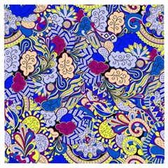 Blue Yellow Background Pattern Vector Texture Paisley Wooden Puzzle Square