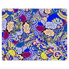 Blue Yellow Background Pattern Vector Texture Paisley One Side Premium Plush Fleece Blanket (medium) by Jancukart