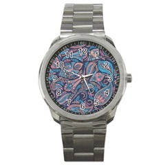 Background Ornament Paisley Sport Metal Watch