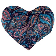 Background Ornament Paisley Large 19  Premium Heart Shape Cushions