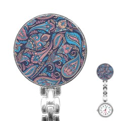 Background Ornament Paisley Stainless Steel Nurses Watch