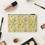 Nature Doodle Art Trees Birds Owl Children Pattern Multi Colored Cosmetic Bag (Small) Back