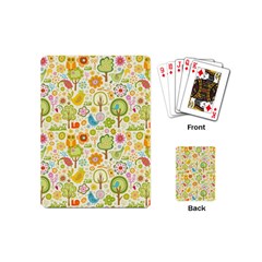 Nature Doodle Art Trees Birds Owl Children Pattern Multi Colored Playing Cards Single Design (mini)