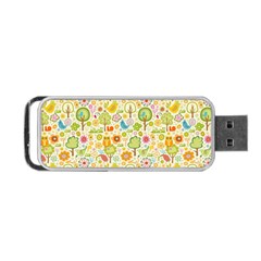 Nature Doodle Art Trees Birds Owl Children Pattern Multi Colored Portable Usb Flash (one Side)