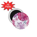 Red And Pink Flowers Vector Art Asters Patterns Backgrounds 1.75  Magnets (10 pack)  Front