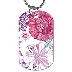 Red And Pink Flowers Vector Art Asters Patterns Backgrounds Dog Tag (two Sides)