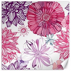 Red And Pink Flowers Vector Art Asters Patterns Backgrounds Canvas 12  X 12 